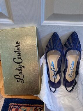 EUC Lady Couture Blue Shoes (Silver Heels)